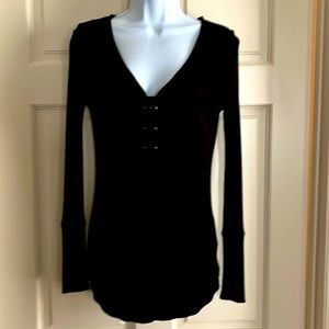 William Rast Long Sleeve T Shirt, Black, Size L